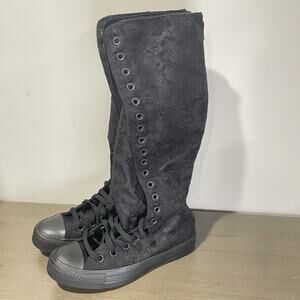 Converse Womens Size 8 Shoes NEW XX Hi Knee High Black Embroidered Lace Floral